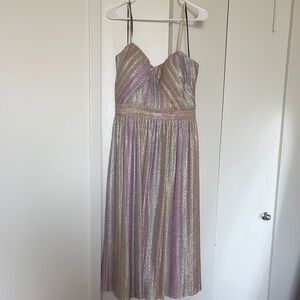 Elegant Vince Camuto Metallic Multicolor Striped Dress